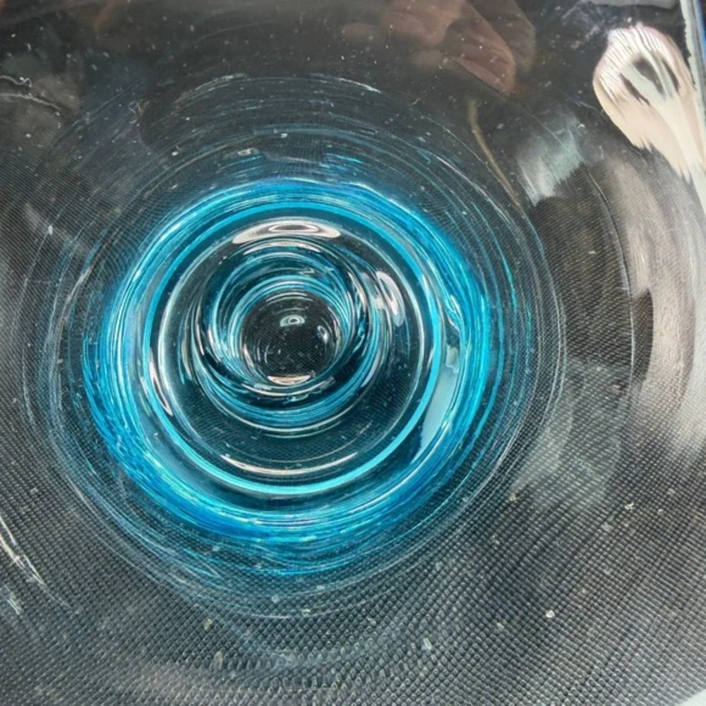 Mid Century Art Glass Candle Holder‎ Square Flared Rim Ring Base 4 Inch Small